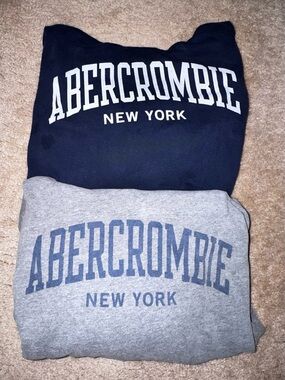 abercrombie kids Heather Gray and Navy Logo Hoodies (2)